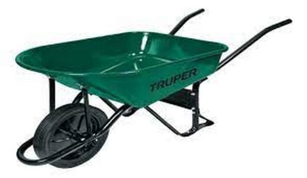 (1U) CARRETILLA CHAPA 70 LTS RUEDA MACIZA VERDE
