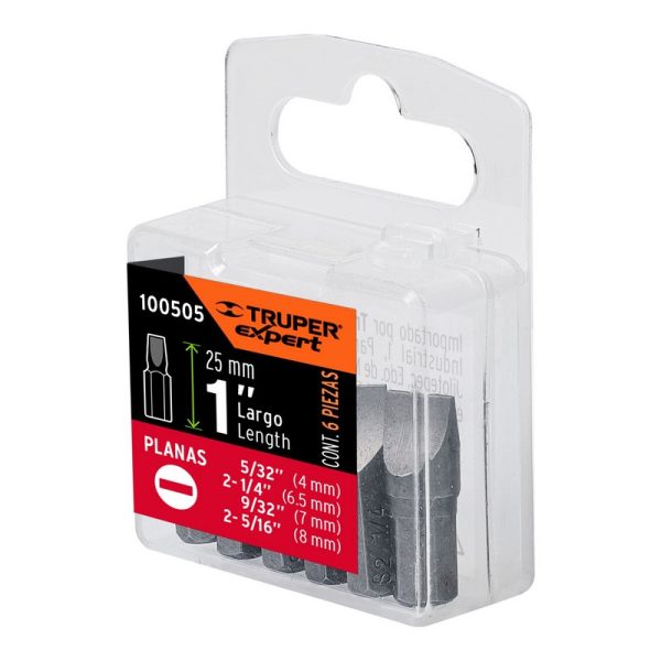 (6U) PUNTA PLANA 1/4 LARGO 25 MM X 5 U