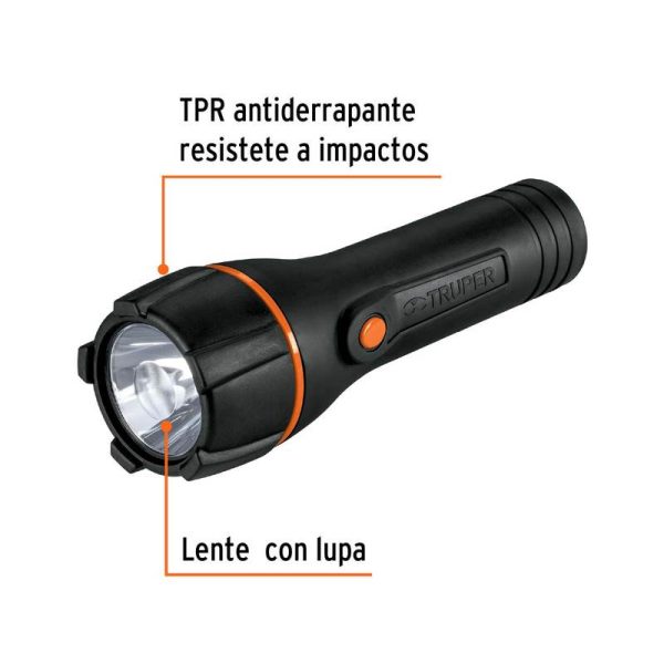 (4U) LINTERNA PLASTICA DE LED PILAS AA x 2 - 80 LUMENS  - 85