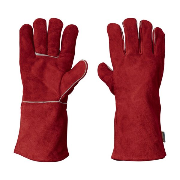 (6U ) GUANTES LARGO DE CARNAZA COLOR ROJO PARA SOL