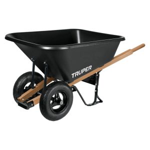 (1U) CARRETILLA PLASTICA 175 LTS DOBLE RUEDA NEUMATICA NEGRO