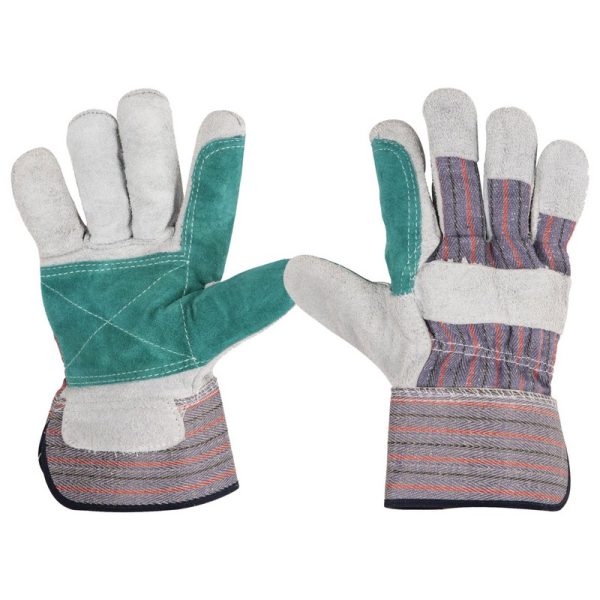 (6U) GUANTES DE CARNAZA Y LONA CON REFUERZO P/ MAT