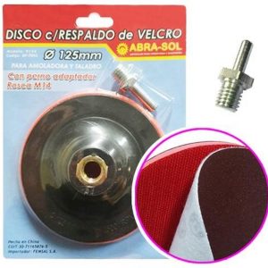 DISCO PLASTICO SISTEMA VELCRO Ø 125 MM. C/ROSCA M14