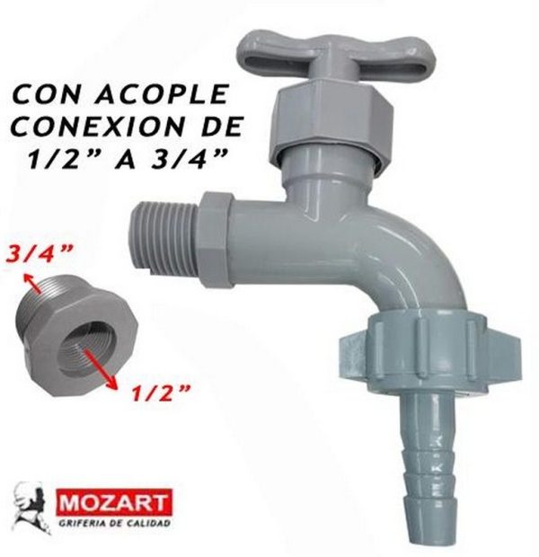 CANILLA 1/2´´ Y 3/4´´ PP GRIS PATIO PICO MANGA