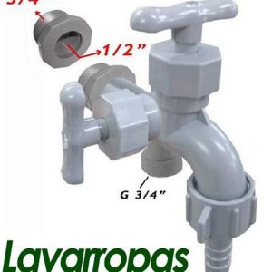 CANILLA LAVARROPAS PP GRIS PICO MANGA 1/2 CON ACOPLE 3/4´´