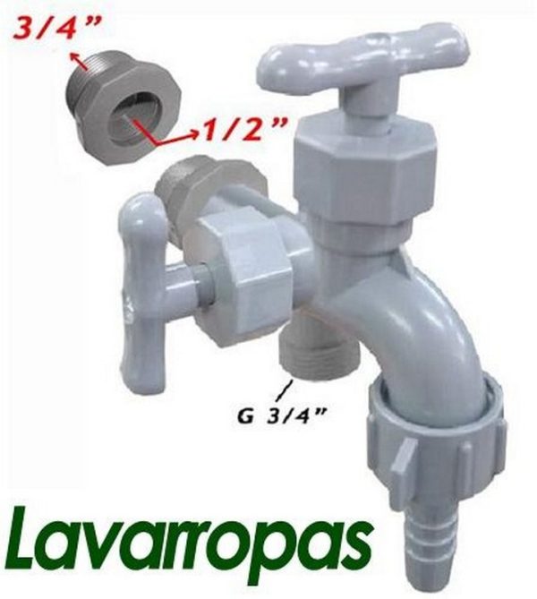 CANILLA LAVARROPAS PP GRIS PICO MANGA 1/2 CON ACOPLE 3/4´´