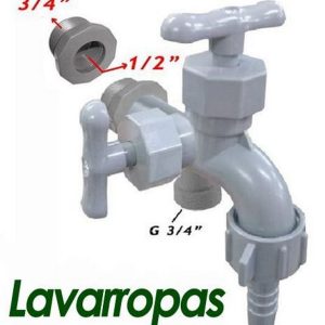 CANILLA LAVARROPAS ABS GRIS PICO MANGA 1/2 CON ACOPLE 3/4´´