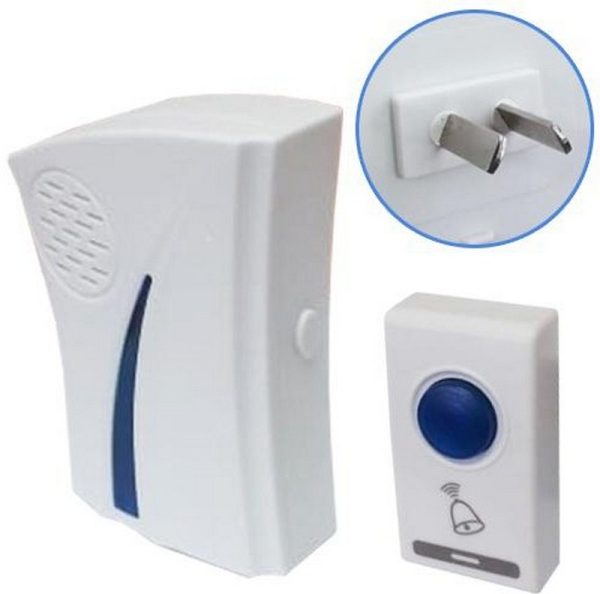 TIMBRE INALAMBRICO ENCHUFE 2 PATAS MOD. 1 PULSADOR A PILAS
