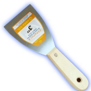 ESPATULA 3´´ LAMINA DE ACERO Y MANGO MADERA DOBLE HOJAL
