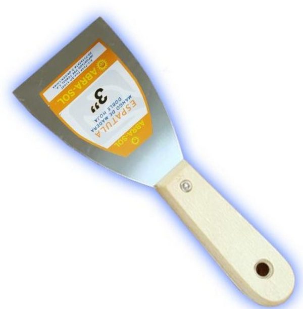 ESPATULA 3´´ LAMINA DE ACERO Y MANGO MADERA DOBLE HOJAL