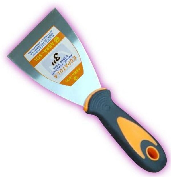 ESPATULA 3´´ LAMINA DE ACERO MANGO PLASTICO Y GOMA 76MM.