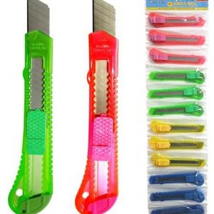 CUTTER HOJA 18 GRANDE TIRA X 12 UNID. PLASTICO VIRGEN