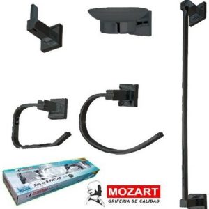 SET BAÑO 5 PIEZAS PANAMA NEGRO ACERO INOX.