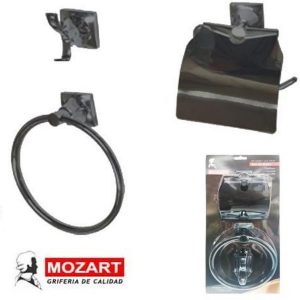SET BAÑO NIZA 3 PIEZAS NEGRO ZINC/ACERO INOX.