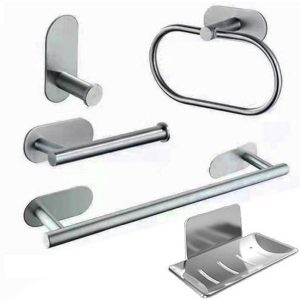 SET BAÑO LONDON 5 PIEZAS ACERO