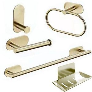 SET BAÑO LONDON 5 PIEZAS DORADO