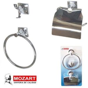 SET BAÑO NIZA 3 PIEZAS CROMO ZINC/ACERO INOX.