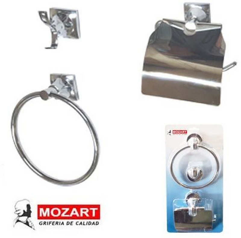SET BAÑO NIZA 3 PIEZAS CROMO ZINC/ACERO INOX.
