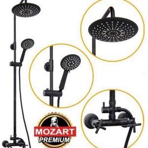 SET DUCHA BOSTON NEGRA VINTAGE MEZCLADORA