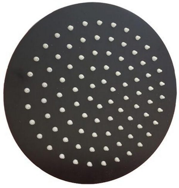 FLOR DUCHA /LLUVIA 8´´ NEGRA REDONDA (200X200) ACERO INOX. A