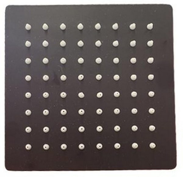 FLOR DUCHA /LLUVIA 6´´ NEGRA CUADRADA (150X150) ACERO INOX.