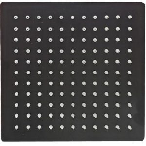 FLOR DUCHA /LLUVIA 8´´ NEGRA CUADRADA (200X200) ACERO INOX.
