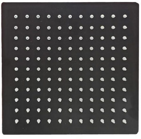 FLOR DUCHA /LLUVIA 8´´ NEGRA CUADRADA (200X200) ACERO INOX.